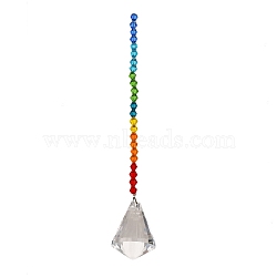 Glass & Iron Sun Catcher Pendant, Rainbow Maker, DIY Garden & Home Decoration, Cone, 245mm.(HJEW-K047-02P-04)