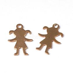 Ion Plating(IP) 304 Stainless Steel Pendants, Girl Silhouette Pendants, Golden, 16x11x1mm, Hole: 1.5mm(STAS-L182-22G)