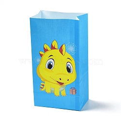 Kraft Paper Bags, No Handle, Wrapped Treat Bag for Birthdays, Baby Showers, Rectangle with Dinosaur Pattern, Deep Sky Blue, 8x13x24.2cm(CARB-D011-04C)