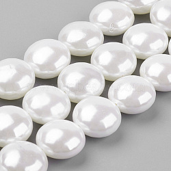 Shell Pearl Beads Strands, Flat Round, WhiteSmoke, 14.5x9.5~10mm, Hole: 1mm, about 28pcs/strand, 15.7 inch(BSHE-K010-06A)