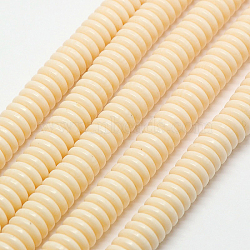 Imitation Amber Resin Heishi Beads Strands, Disc/Flat Round, Creamy White, 8x2mm, Hole: 2mm, about 180~183pcs/strand, 15~15.5 inch(RESI-A009G-8mm-05)