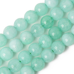 Natural Quartz Beads Strands, Dyed & Heated, Imitation Amazonite Color, Round, Pale Turquoise, 6~6.5mm, Hole: 1.2mm, about 68pcs/Strand, 14.96 inch(38cm)(G-T129-04-6mm)