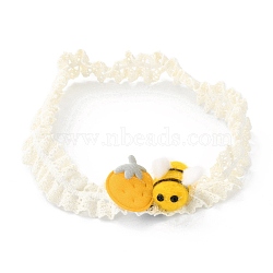Elastic Baby Headbands for Girls, Hair Accessories, with Cloth Bee and Strawberry, Dark Orange, 210x23mm(OHAR-C003-09)