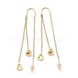 304 Stainless Steel Ear Thread, Chain Tassel Earrings, with Plastic Ear Nuts, Gourd, Golden, 90x1mm, Pin: 0.8mm(STAS-P251-11G)