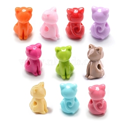 Opaque Acrylic Kitten Beads, Cat/Kitten, Mixed Color, 14.5x8.5x9.5mm, Hole: 2.5mm(X-MACR-S830-02)