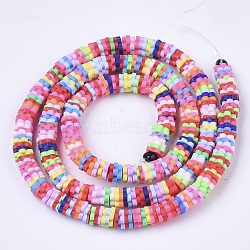 Handmade Polymer Clay Beads Strands, Plum Blossom, Mixed Color, 5x0.5~1.5mm, Hole: 1.8mm  about 380~400pcs/Strand, 18.11 inch(46cm)(X-CLAY-R086-01)
