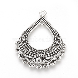 Tibetan Style Alloy Connector Rhinestone Settings, Cadmium Free & Lead Free, teardrop, Antique Silver, 43.5x35x3.5mm, Hole: 2mm, Fit for 1mm Rhinestone, about 203pcs/1000g(TIBE-S311-03AS-LF)