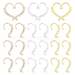 18Pcs 3 Colors Alloy Ear Cuff Findings, Climber Wrap Around Earring Findings, with Horizontal Loops, Long-Lasting Plated, Mixed Color, 58x34mm, 6Pcs/color(FIND-YW0004-24)