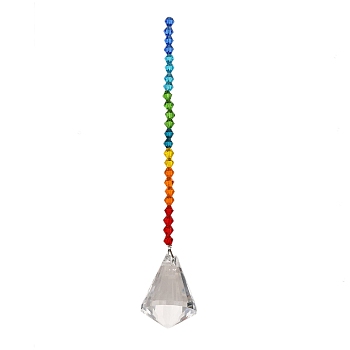 Glass & Iron Sun Catcher Pendant, Rainbow Maker, DIY Garden & Home Decoration, Cone, 245mm.