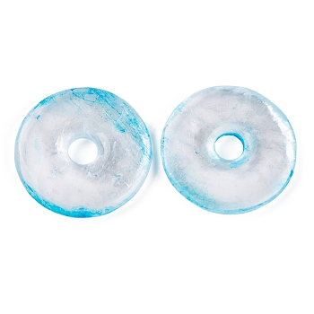 Natural Calcite Dyed Pendants, Donut/Pi Disc Charms, Dodger Blue, 40x5.5~6.5mm, Hole: 8mm