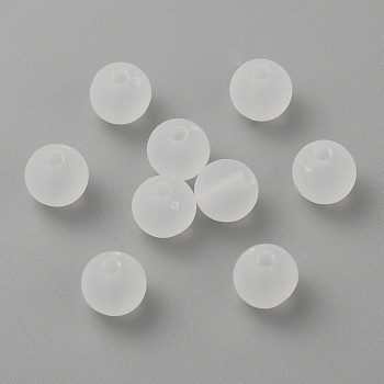 Transparent Acrylic Ball Beads, Frosted Style, Round, Clear, 6mm, Hole: 1mm, about 4200pcs/500g
