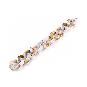 Acrylic Curb Chains, Unwelded, Goldenrod, 39.37 inch(100cm), Link: 29x21x6mm, 1m/strand