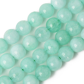 Natural Quartz Beads Strands, Dyed & Heated, Imitation Amazonite Color, Round, Pale Turquoise, 6~6.5mm, Hole: 1.2mm, about 68pcs/Strand, 14.96 inch(38cm)