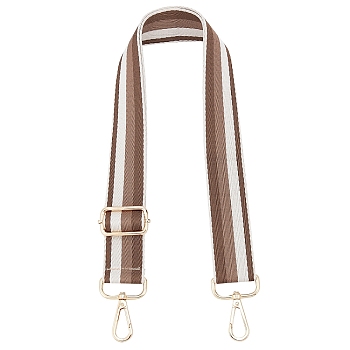 Stripe Pattern Polyester Bag Straps, with Alloy Swivel Clasps, for Bag Straps Replacement Accessories, Camel, 71~128.5x3.8cm