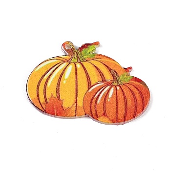 Thanksgiving Day Theme Acrylic Pendants, Pumpkin, 26.5x40x2.5mm, Hole: 1.6mm