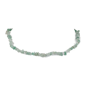 Natural Green Aventurine Chip Beaded Necklace, Golden, 15.94~15.98 inch(40.5~40.6cm)