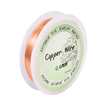 Round Copper Jewelry Wire, Long-Lasting Plated, Sandy Brown, 26 Gauge(0.4mm), about 39.37 Feet(12m)/Roll