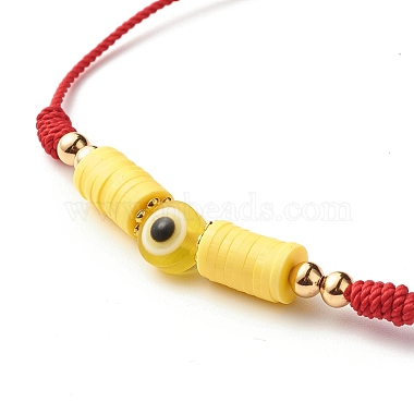 Flat Round with Evil Eye Resin Braided Beads Bracelet(BJEW-JB07336)-6