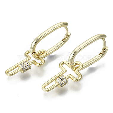 Brass Micro Pave Clear Cubic Zirconia Dangle Huggie Hoop Earrings(EJEW-S201-219-NF)-2