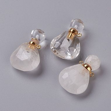 Golden Teardrop Quartz Crystal Pendants