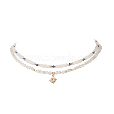 Natural White Jade & Crystal Beaded Necklaces(NJEW-JN04137)-2