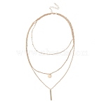 Alloy 3 Layer Necklaces for Women, Golden, Rectangle, 15.35~17.72 inch(39~45cm)(WG9523E-08)