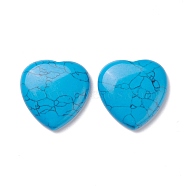 Synthetic Turquoise Cabochons, Dyed, Heart, Deep Sky Blue, 29~30x29~30x6~8mm(G-P021-11)