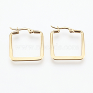 201 Stainless Steel Angular Hoop Earrings, with 304 Stainless Steel Pin, Hypoallergenic Earrings, Square, Golden, 25x22x2mm, 12 Gauge, Pin: 0.7x1mm(EJEW-I213-A-04G)