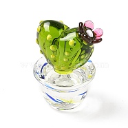 Glass Cactus Display Decorations, Micro Landscape Garden Dollhouse Accessories Pretending Prop Decor, Colorful, 27x28.5x41.5mm(DJEW-B004-05)