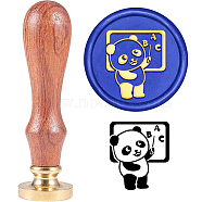 Brass Wax Seal Stamp with Handle, for DIY Scrapbooking, Panda Pattern, 3.5x1.18 inch(8.9x3cm)(AJEW-WH0184-0316)
