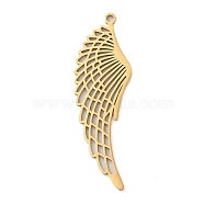 304 Stainless Steel Big Pendants, Wing Charms, Golden, 55x7.5x1.5mm, Hole: 2mm(STAS-R116-05G)
