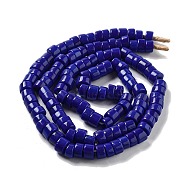 Handmade Nepalese Lampwork Beads, Column, Dark Blue, 8~8.5x4~6mm, Hole: 1.8mm, about 131pcs/strand, 25.79''(65.5cm)(LAMP-Z008-04B)