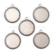 Tibetan Style Alloy Flat Round Pendant Cabochon Settings, Cadmium Free & Lead Free, Antique Silver, Tray: 25mm, 37x32x3mm, Hole: 2.5mm(X-TIBEP-M022-54AS)
