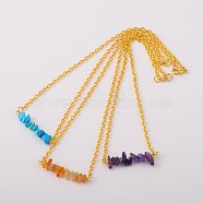 Natural Gemstone Pendant Necklaces, with Iron Cable Chains and Brass Lobster Claw Clasps, Mixed Stone, 16 inch(X-NJEW-JN00915)