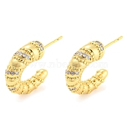 Rack Plating Brass Cubic Zirconia Horn Stud Earrings, Long-Lasting Plated, Lead Free & Cadmium Free, Real 18K Gold Plated, 20.5x19x6mm(EJEW-K245-31G)