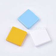 Resin Beads, Half Drilled, Square, Mixed Color, 27x27x7mm, Half Hole: 1mm(RESI-S377-32)