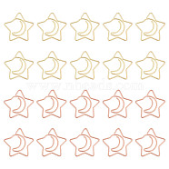 50Pcs 2 Colors Metal Paper Clips, Star & Moon Paperclips, Golden & Rose Gold, 26x26x1mm, 25pcs/color(AJEW-GF0007-04)