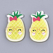 Acrylic Cabochons, with Glitter Powder, Pineapple, Yellow, 32x19x2mm(KY-S167-014)