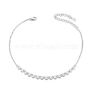 SHEGRACE Rhodium Plated 925 Sterling Silver Link Anklet, with S925 Stamp, Flat Round, Platinum, 8.3 inch(21cm)(JA74A)