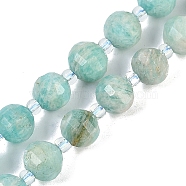 Natural Amazonite Beads Strands, Faceted, Lantern, with Seed Beads, 8mm, Hole: 0.9mm, about 38~41pcs/strand, 15.31~15.51 inch''(38.9~39.4cm)(G-G182-B34-03)