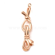 Rack Plating Brass Knot Fold Over Clasps, Lead Free & Cadmium Free, Long-Lasting Plated, Rose Gold, Knot: 21.5x10.5x5.5mm, Hole: 1.2mm, Clasps: 18x8x5.5mm, Hole: 5.5x3mm(KK-K349-12RG)