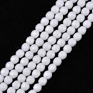 Synthetic White Agate Beads Strands, Dyed & Heated, Faceted, Round, White, 4mm, Hole: 1mm, about 90pcs/strand, 16 inch(G-D419-4mm-01)