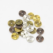 Mixed Color Tibetan Style Alloy Disc Spacer Beads, Cadmium Free & Nickel Free & Lead Free, 10x1mm, Hole: 2mm, about 420pcs/200g(TIBEB-X0026-NR)
