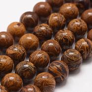 Natural Elephant Skin Jasper/Miriam Stone/Calligraphy Stone Beads Strands, Round, 6mm, Hole: 1mm, about 63pcs/strand, 15.1 inch(39.5cm)(G-F512-6mm)