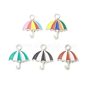 Alloy Enamel Pendants, Umbrella Charm, Platinum, Mixed Color, 19.5x15x2mm, Hole: 2.2mm(ENAM-G212-13P)