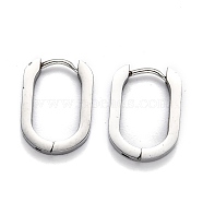 304 Stainless Steel Huggie Hoop Earrings, Oval, Stainless Steel Color, 17x12.5x3mm, Pin: 1mm(X-STAS-H156-11A-P)