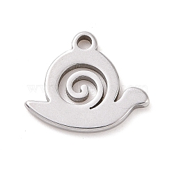 304 Stainless Steel Charms, Snail Charms, Stainless Steel Color, 9.5x11x1mm, Hole: 1.2mm(STAS-G287-04P)