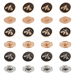 1-Hole Alloy Enamel Shank Buttons, Flat Round with Bees Pattern, Mixed Color, 25x8~9mm, Hole: 2mm, 8pcs/style(BUTT-OC0001-31)