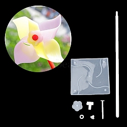 4 Leaf Windmill DIY Kits, including Silicone Mold, Plastic Findings, Rectangle, 99x99x2.5mm, Hole: 4.5mm, Inner Diameter: 94.5x94.5mm(DIY-B065-01)
