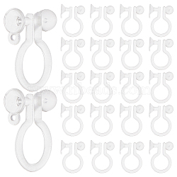 250Pcs Plastic Clip-on Earring Findings, Earring Settings, Clear, 11.5x9x1mm, Hole: 0.8mm(KY-SC0001-70)